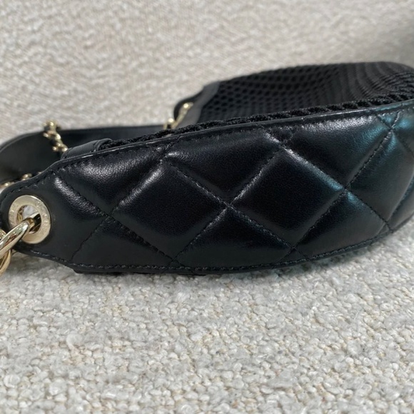 Authentic Chanel Mesh, Shiny Lambskin & Gold-Tone Metal Black Clutch On Chain - Picture 11 of 11
